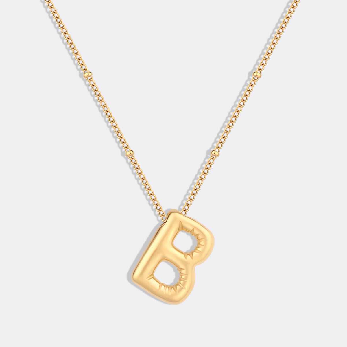 Balloon Initial Necklace with Satellite Chain in gold tone