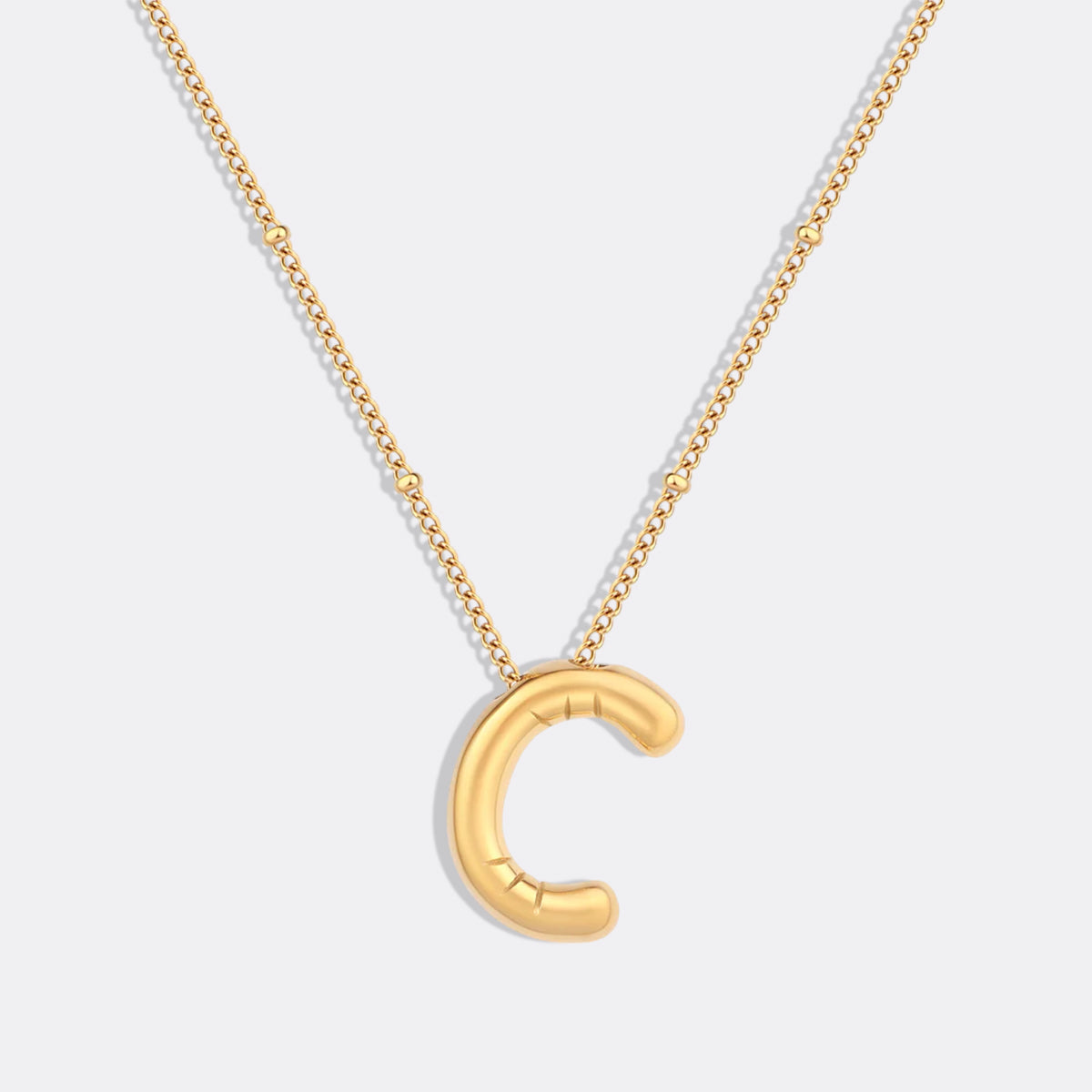 Balloon Initial Necklace with Satellite Chain in gold tone