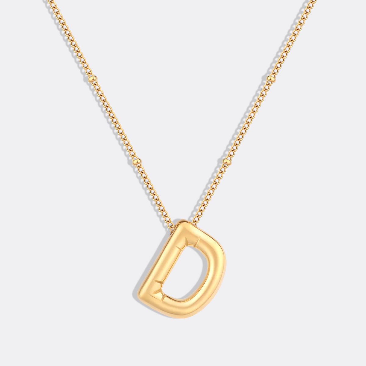 Balloon Initial Necklace with Satellite Chain in gold tone