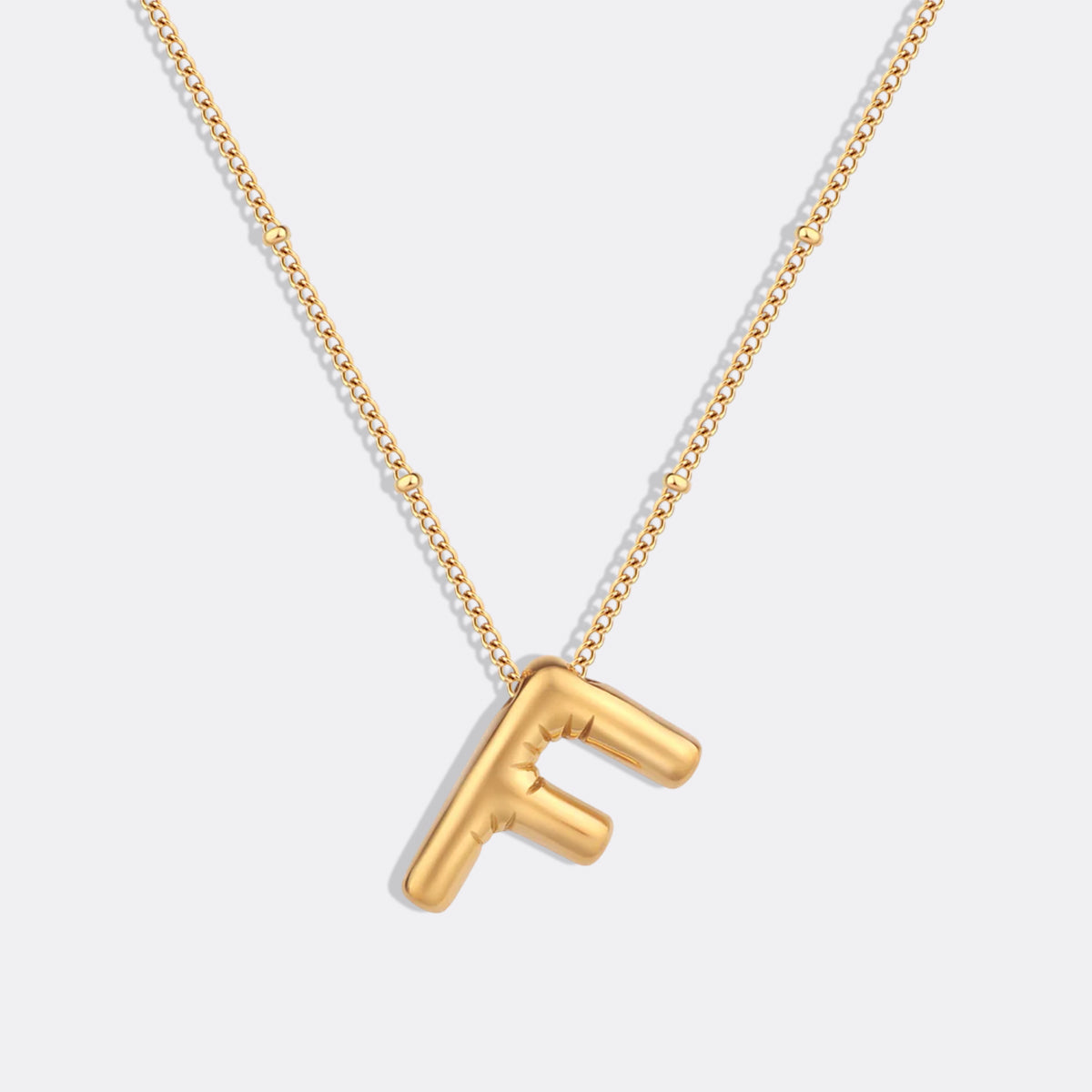 Balloon Initial Necklace with Satellite Chain in gold tone