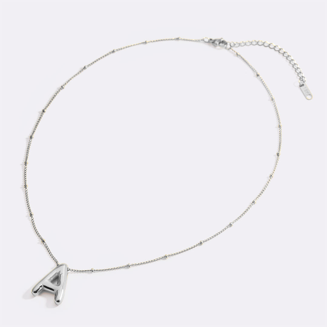 Balloon Initial Necklace with Satellite Chain in 925 sterling silver