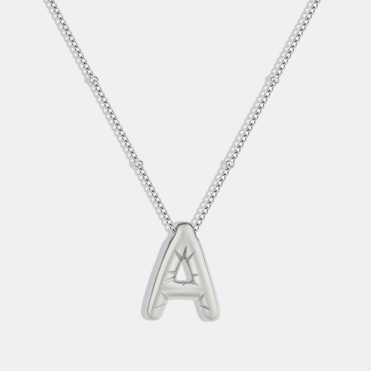 Balloon Initial Necklace with Satellite Chain in 925 sterling silver