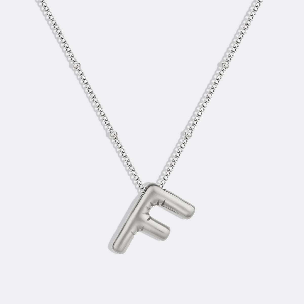 Balloon Initial Necklace with Satellite Chain in 925 sterling silver