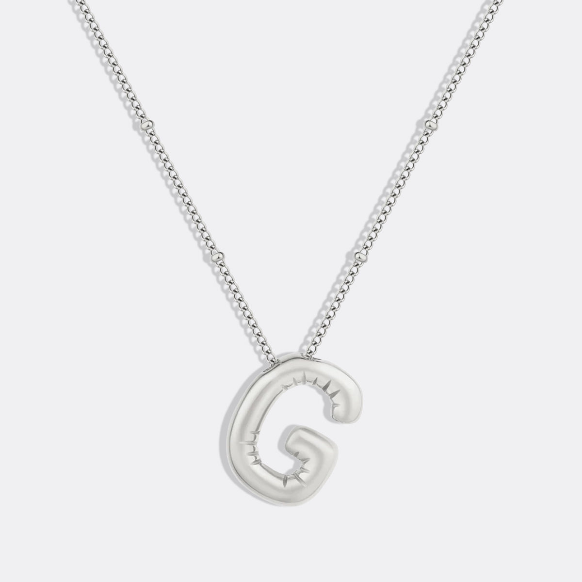 Balloon Initial Necklace with Satellite Chain in 925 sterling silver