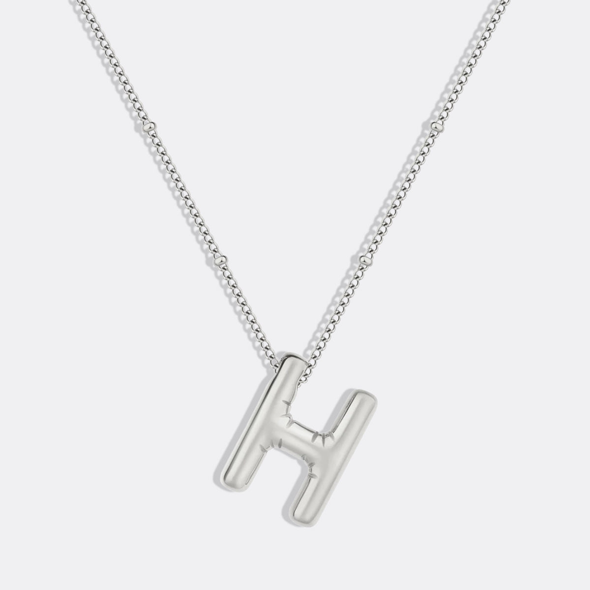 Balloon Initial Necklace with Satellite Chain in 925 sterling silver
