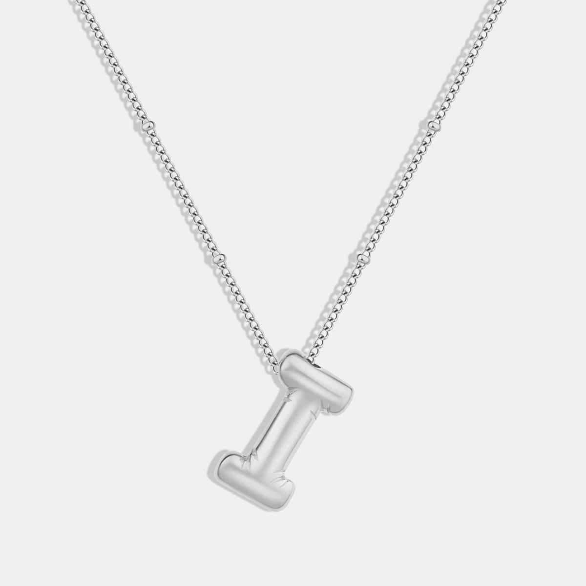 Balloon Initial Necklace with Satellite Chain in 925 sterling silver