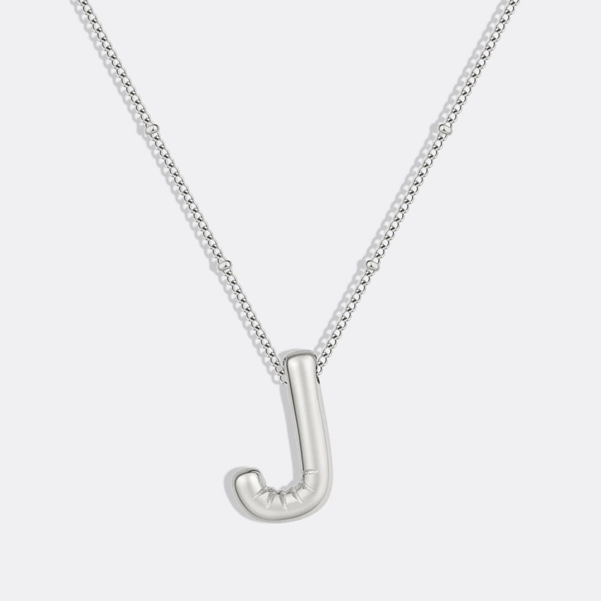 Balloon Initial Necklace with Satellite Chain in 925 sterling silver