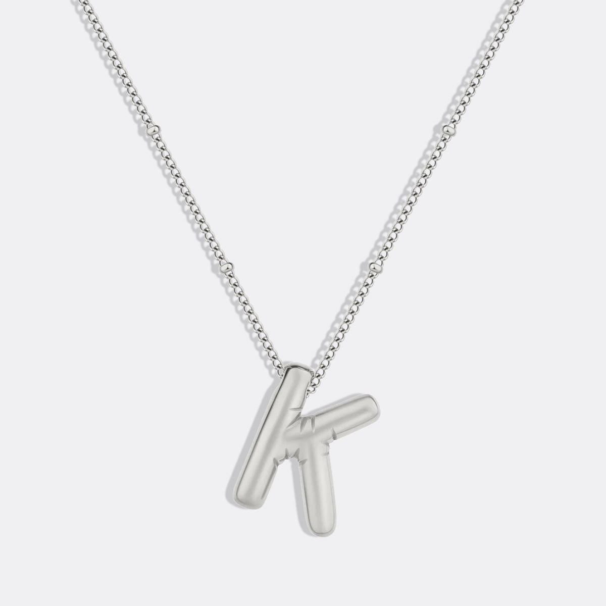 Balloon Initial Necklace with Satellite Chain in 925 sterling silver