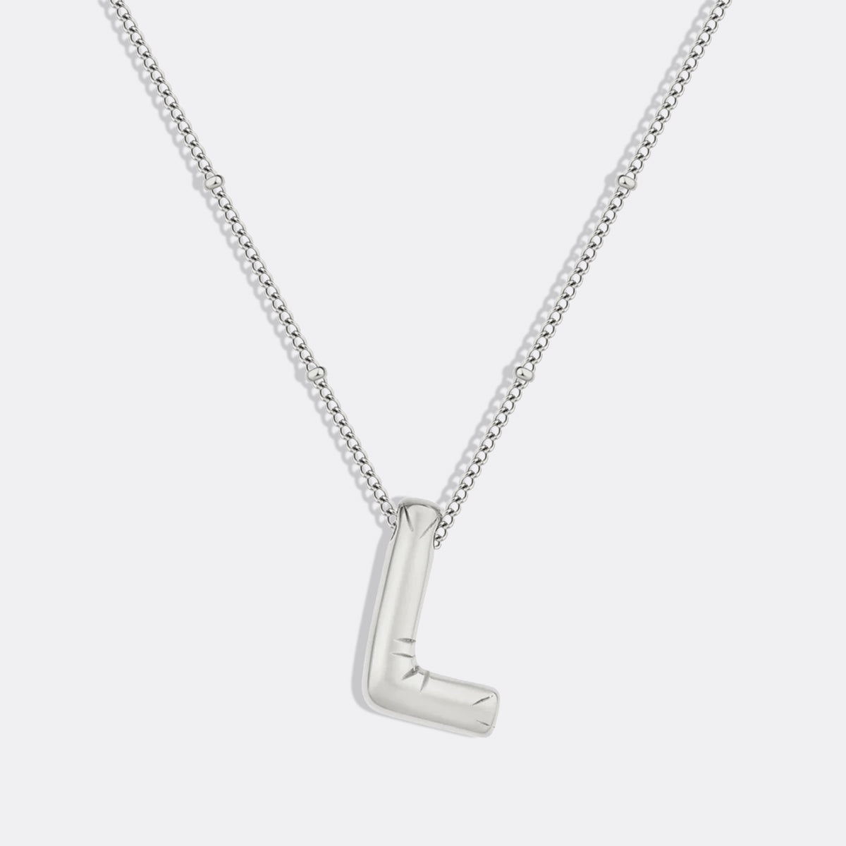 Balloon Initial Necklace with Satellite Chain in 925 sterling silver
