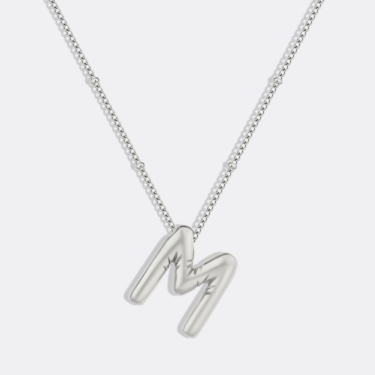 Balloon Initial Necklace with Satellite Chain in 925 sterling silver