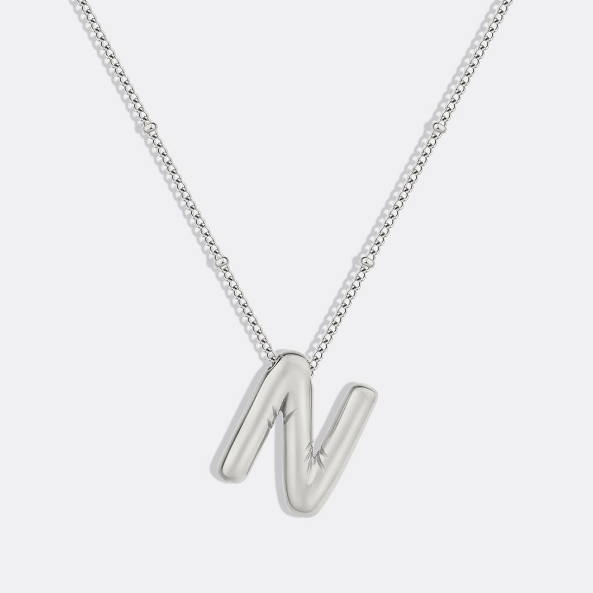 Balloon Initial Necklace with Satellite Chain in 925 sterling silver