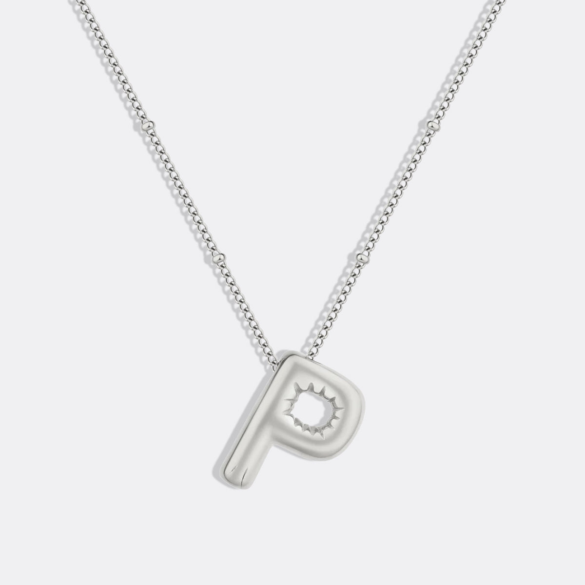 Balloon Initial Necklace with Satellite Chain in 925 sterling silver