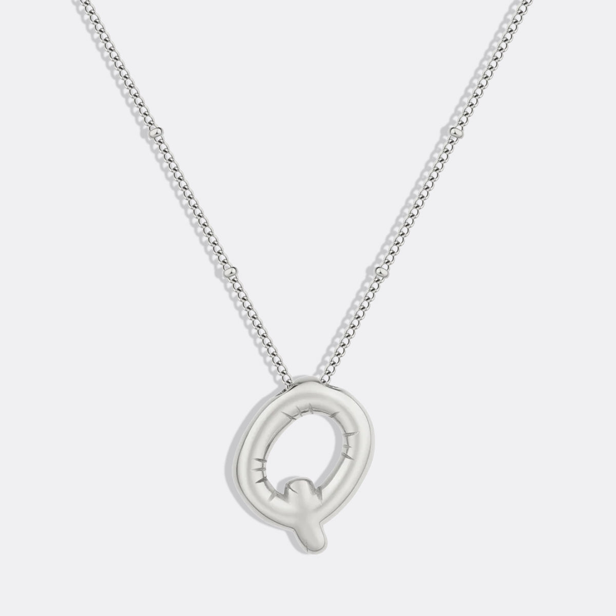 Balloon Initial Necklace with Satellite Chain in 925 sterling silver