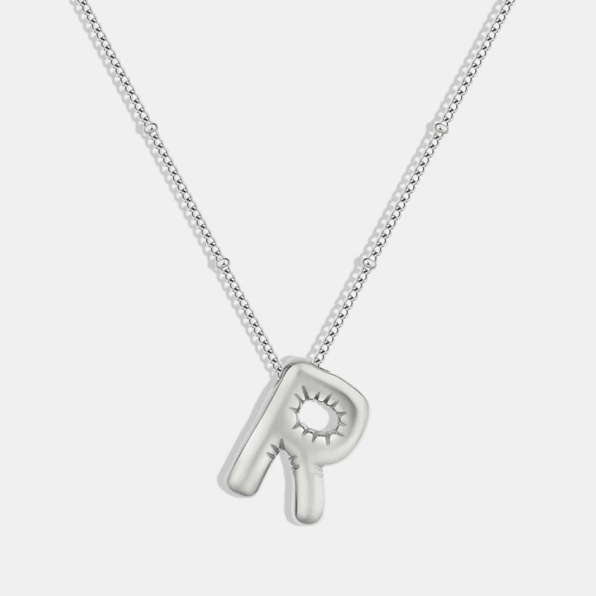 Balloon Initial Necklace with Satellite Chain in 925 sterling silver