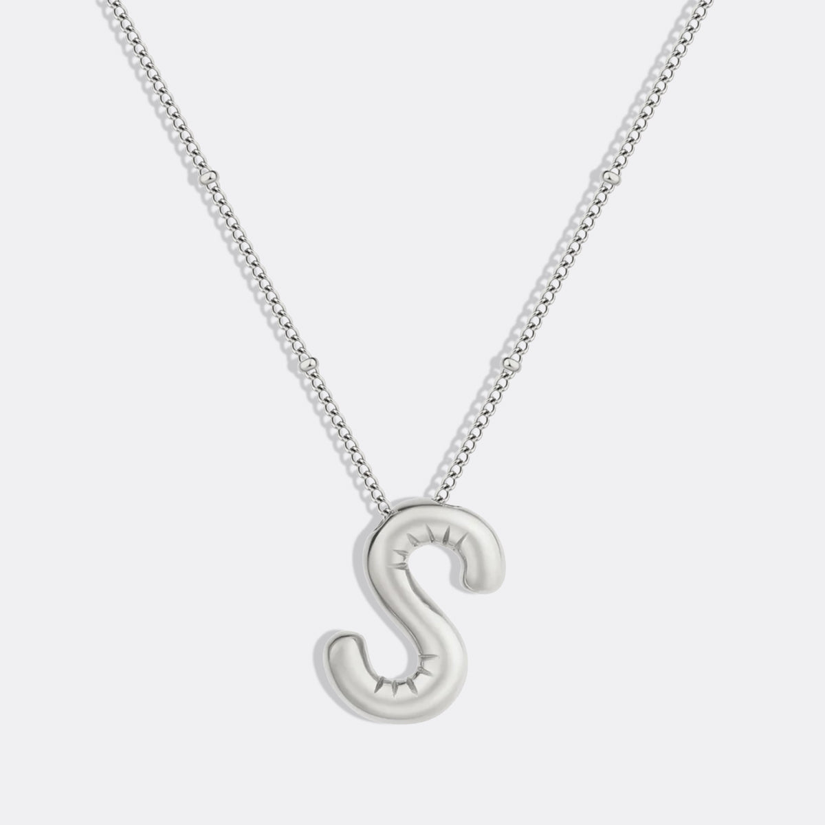Balloon Initial Necklace with Satellite Chain in 925 sterling silver