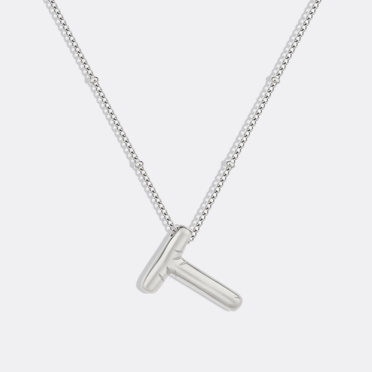 Balloon Initial Necklace with Satellite Chain in 925 sterling silver