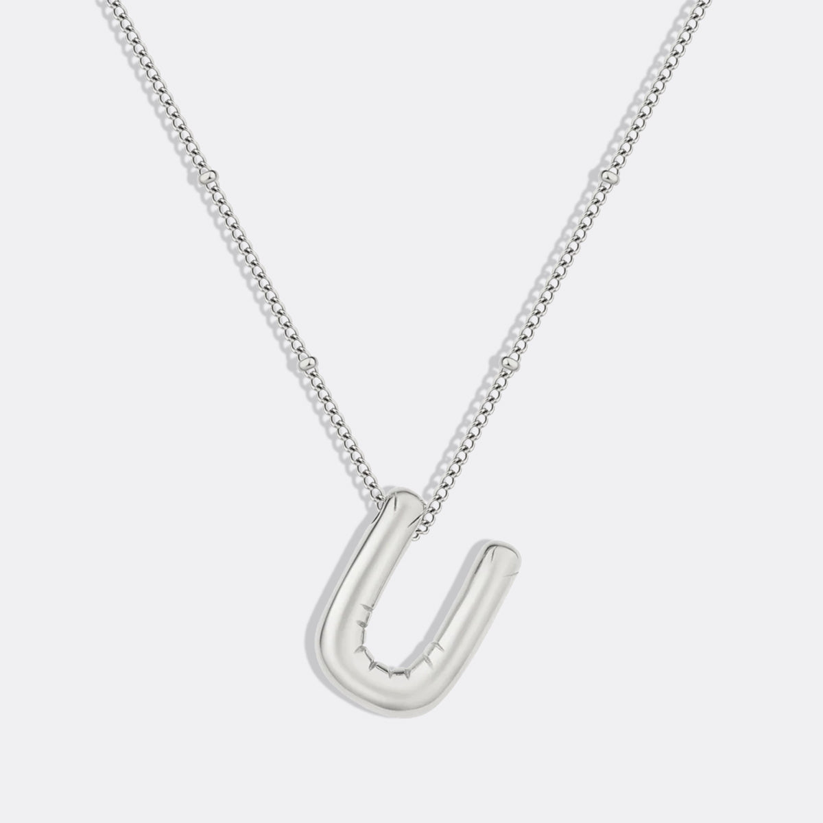 Balloon Initial Necklace with Satellite Chain in 925 sterling silver