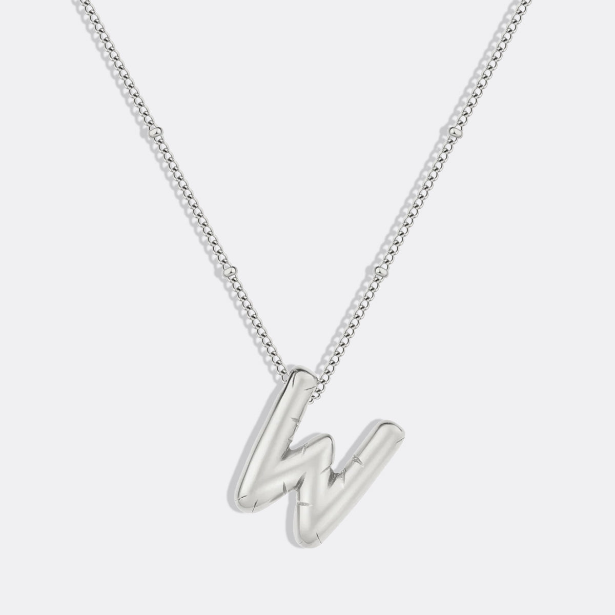 Balloon Initial Necklace with Satellite Chain in 925 sterling silver