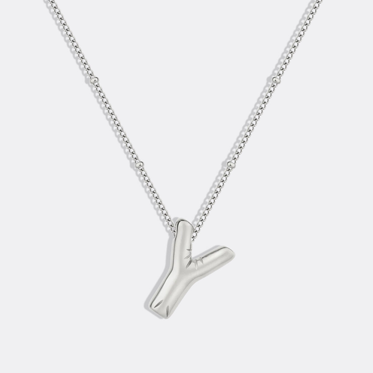Balloon Initial Necklace with Satellite Chain in 925 sterling silver