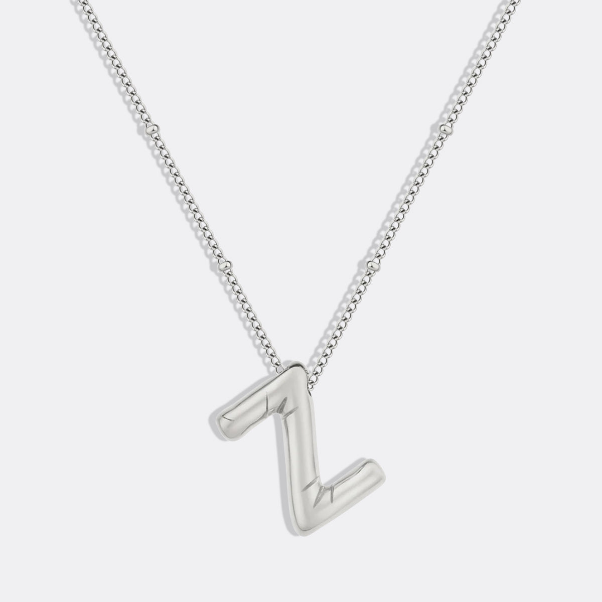 Balloon Initial Necklace with Satellite Chain in 925 sterling silver