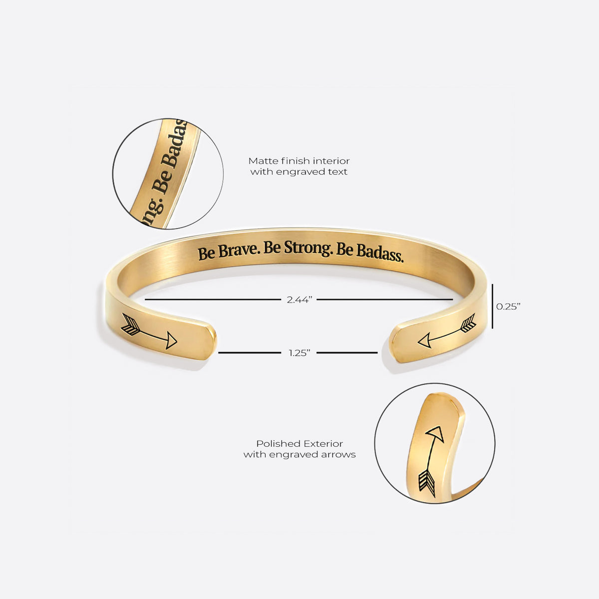 Sei mutig. Sei stark. Sei knallhart. Manschettenarmband