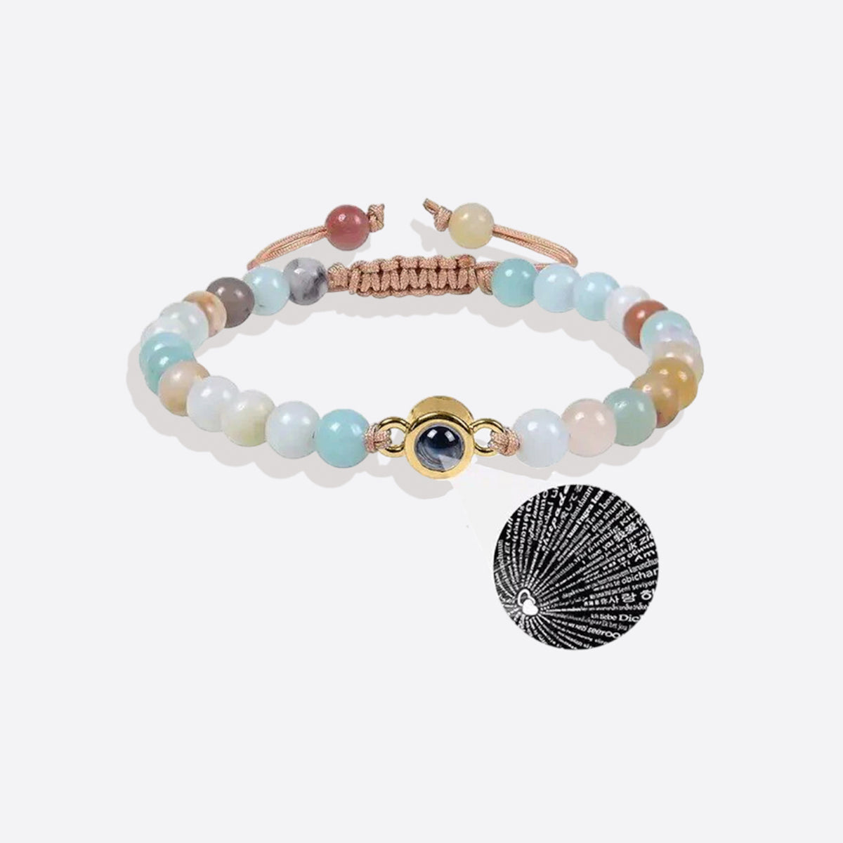 Beaded Photo Bracelet in gold tone