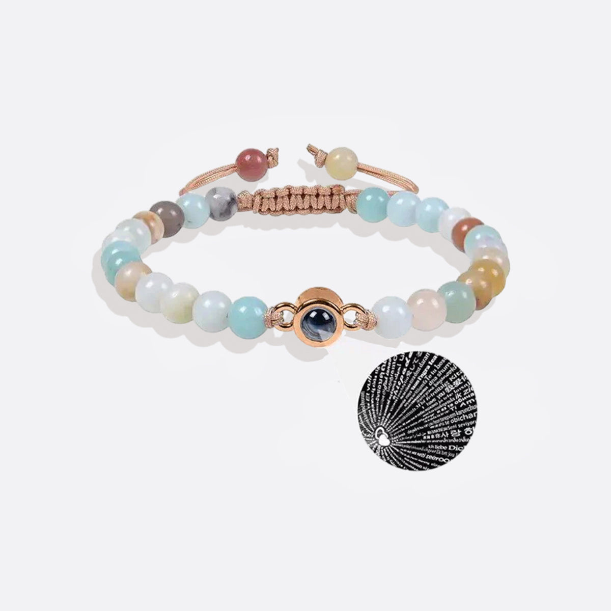 Beaded Photo Bracelet in rose gold tone