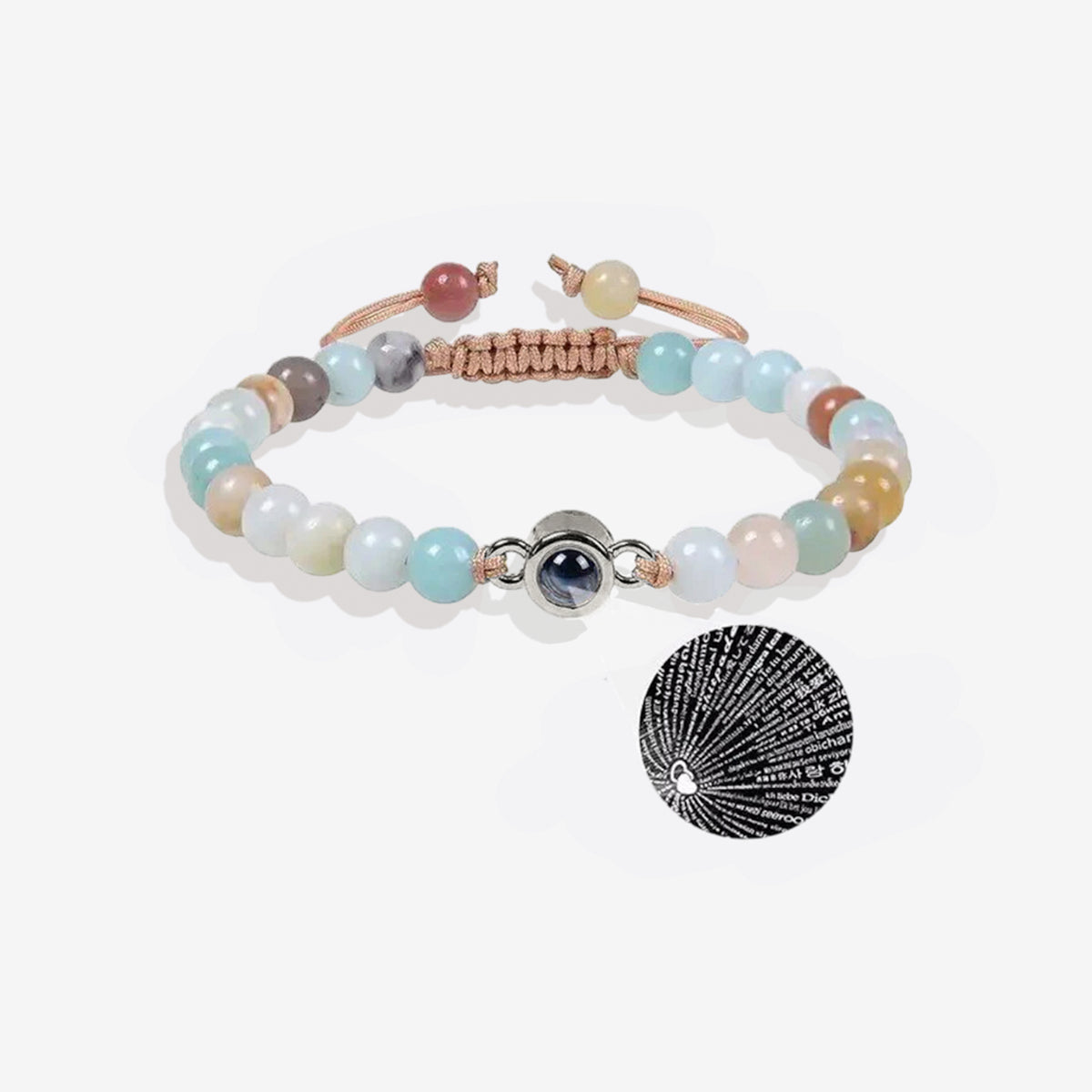 Beaded Photo Bracelet in 925 sterling silver