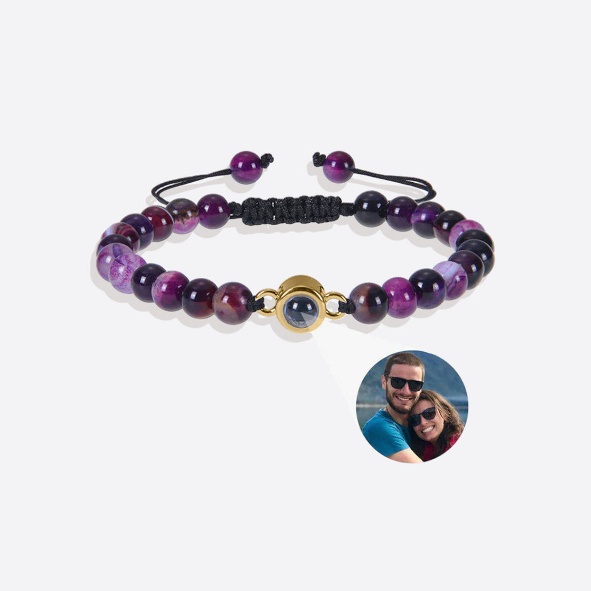 Beaded Photo Bracelet in gold tone