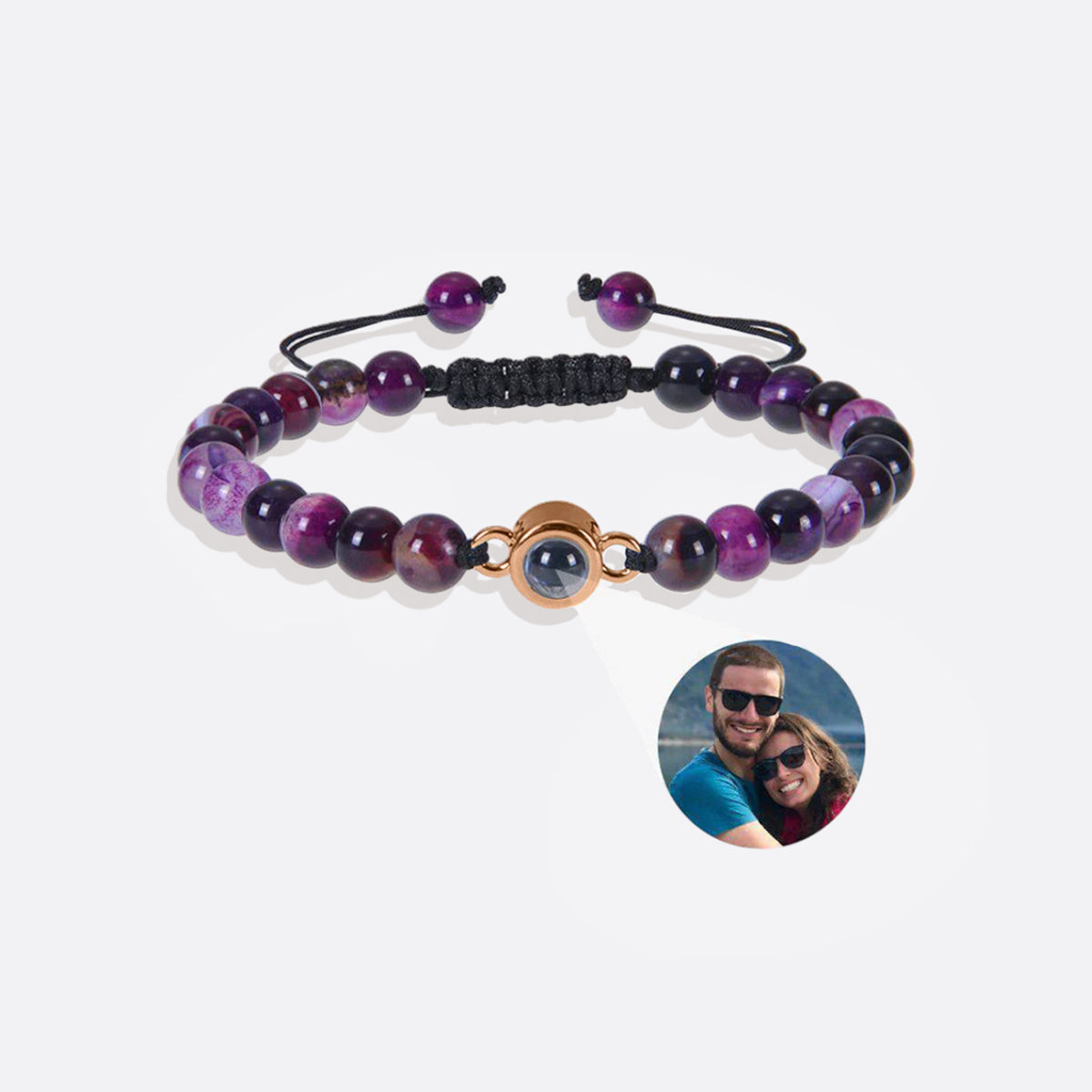 Beaded Photo Bracelet in rose gold tone