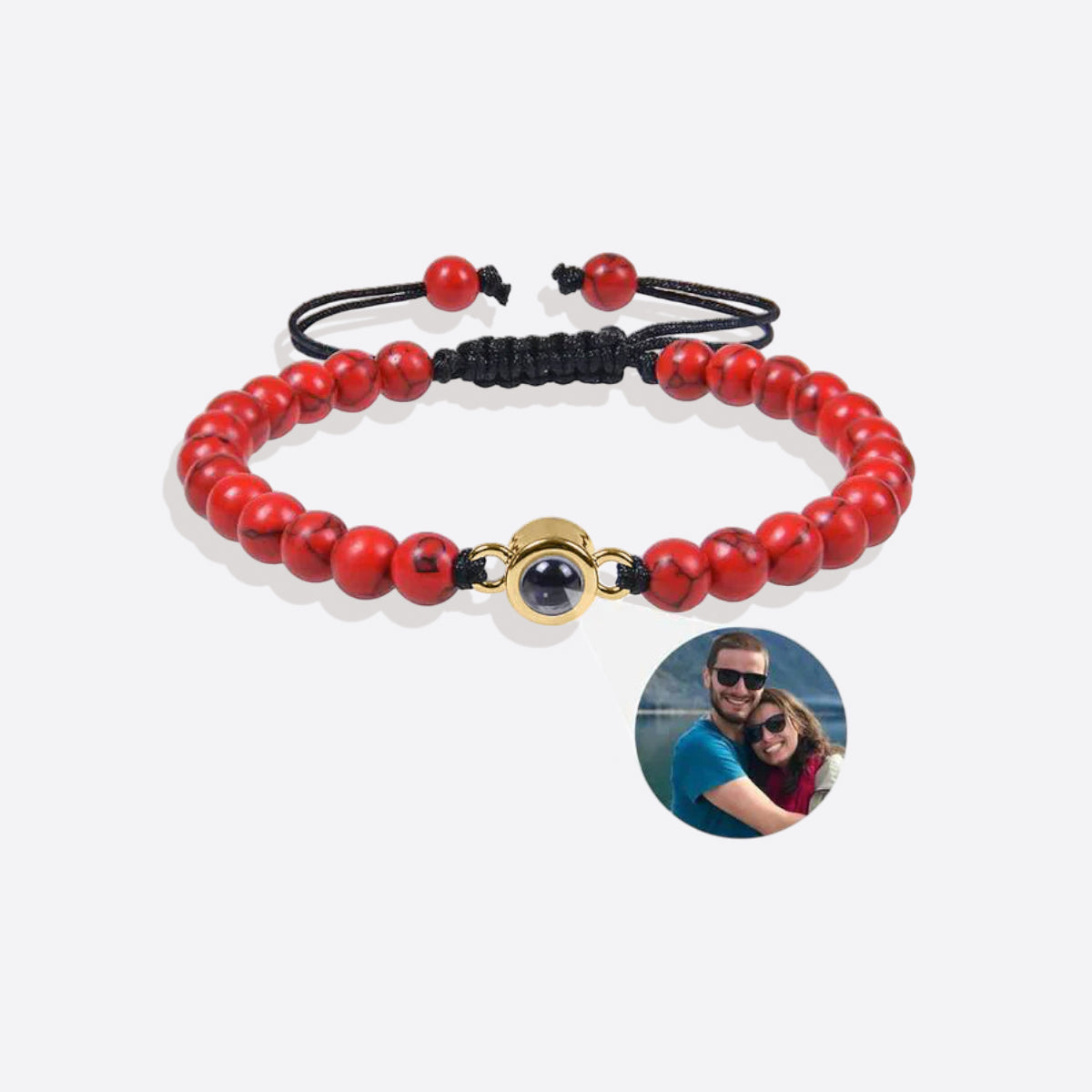 Beaded Photo Bracelet in gold tone