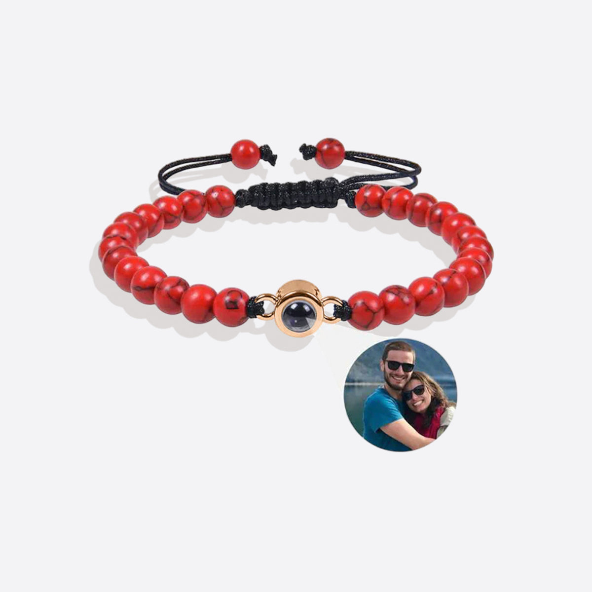 Beaded Photo Bracelet in rose gold tone