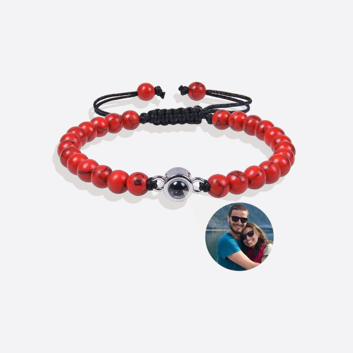 Beaded Photo Bracelet in 925 sterling silver