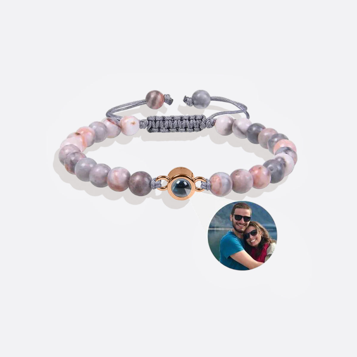 Beaded Photo Bracelet in rose gold tone