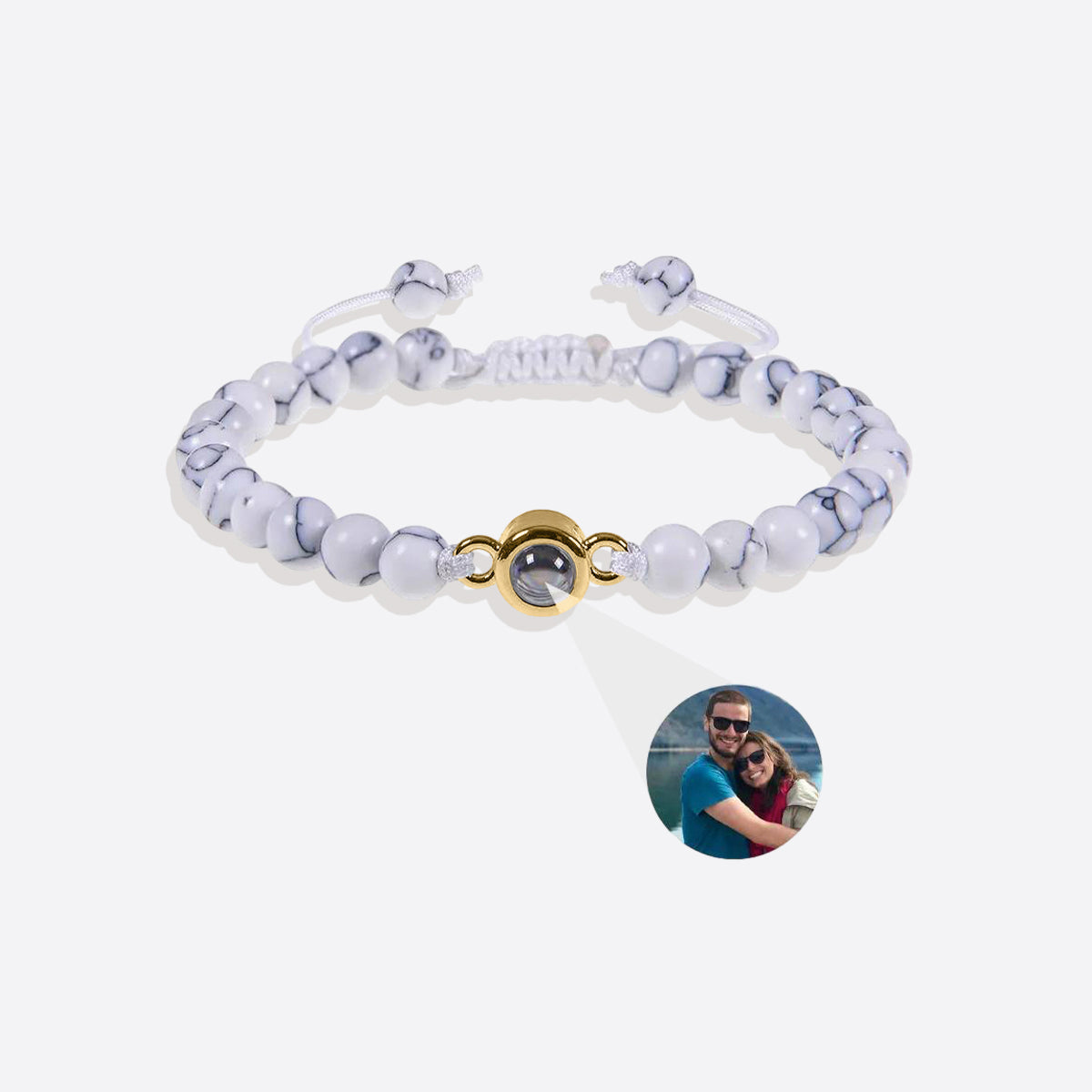 Beaded Photo Bracelet in gold tone