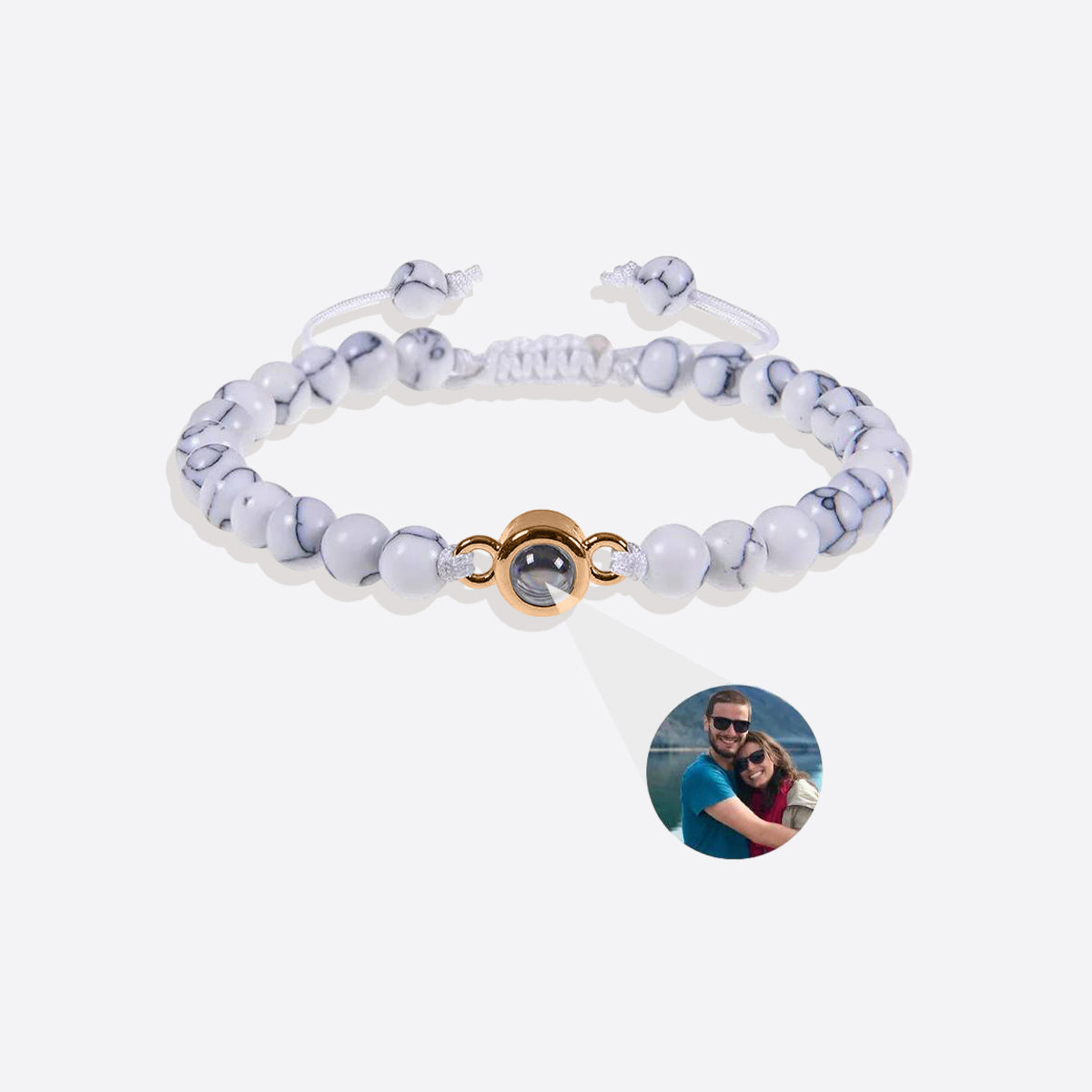 Beaded Photo Bracelet in rose gold tone