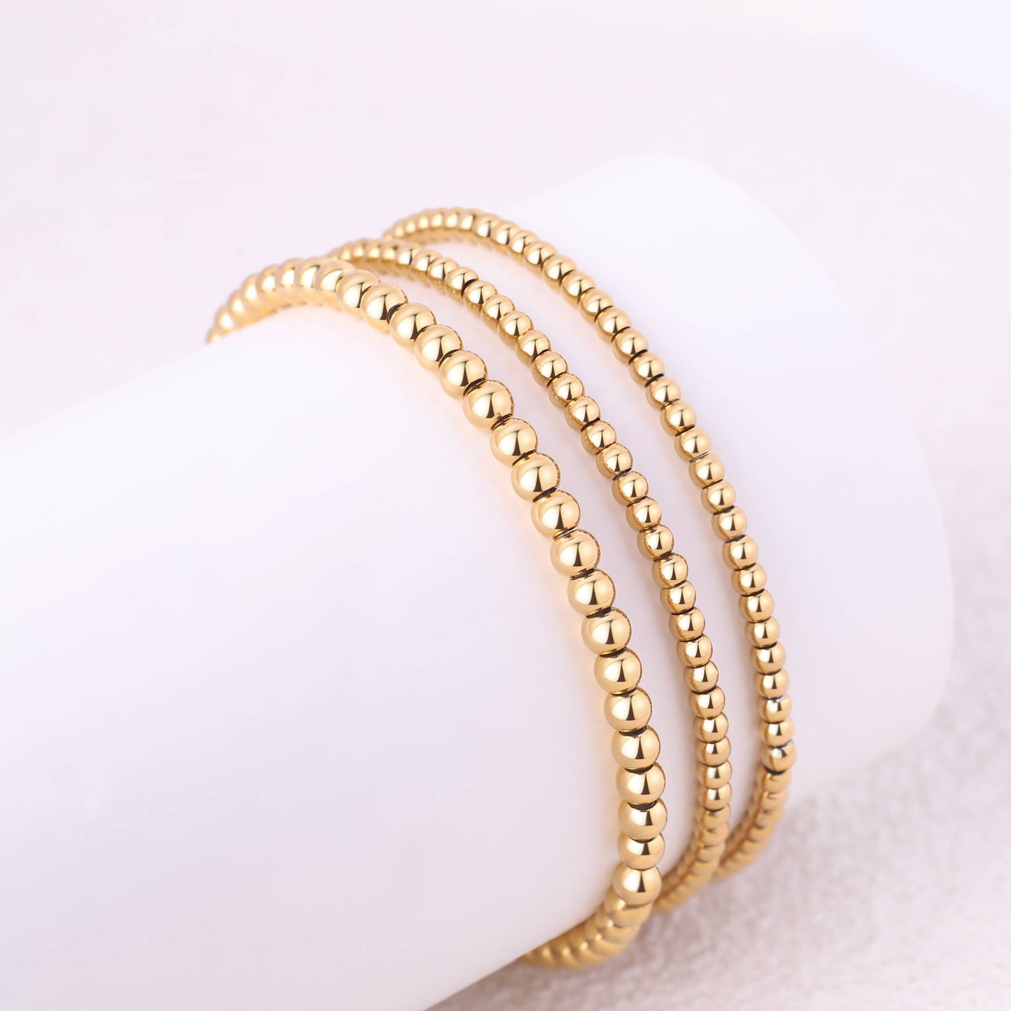 433 Beaded Bracelet Stacking Set in gold tone