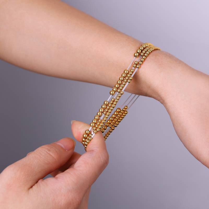 433 Beaded Bracelet Stacking Set in gold tone