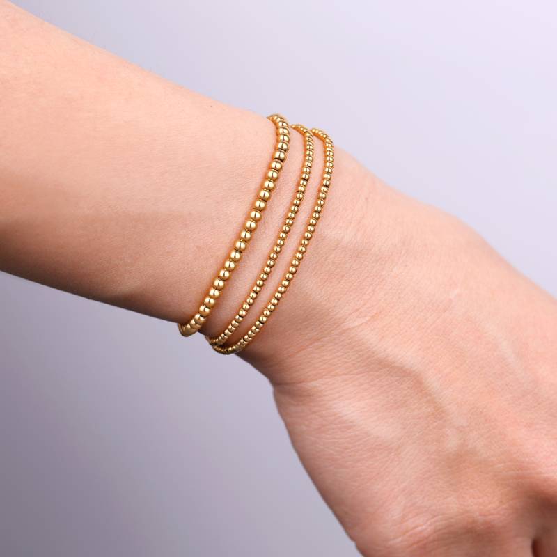433 Beaded Bracelet Stacking Set in gold tone