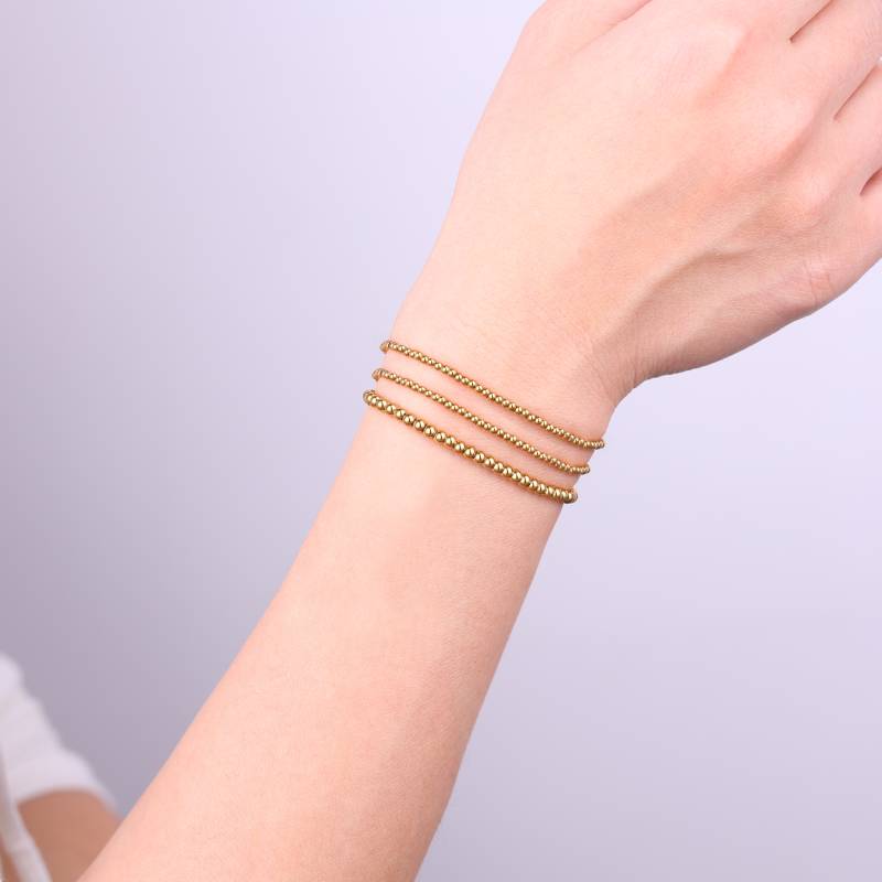 433 Beaded Bracelet Stacking Set in gold tone