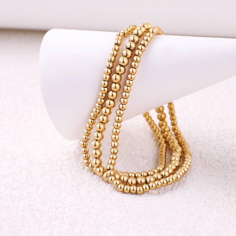 433 Beaded Bracelet Stacking Set in gold tone