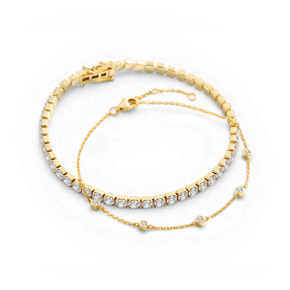 Bezel Set Bracelet and Tennis Bracelet Bundle — Vanny Jewels
