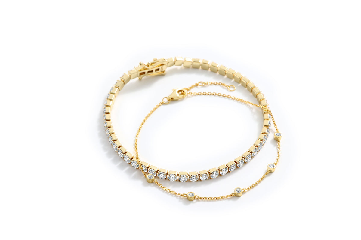 Bezel Set Bracelet and Tennis Bracelet Bundle