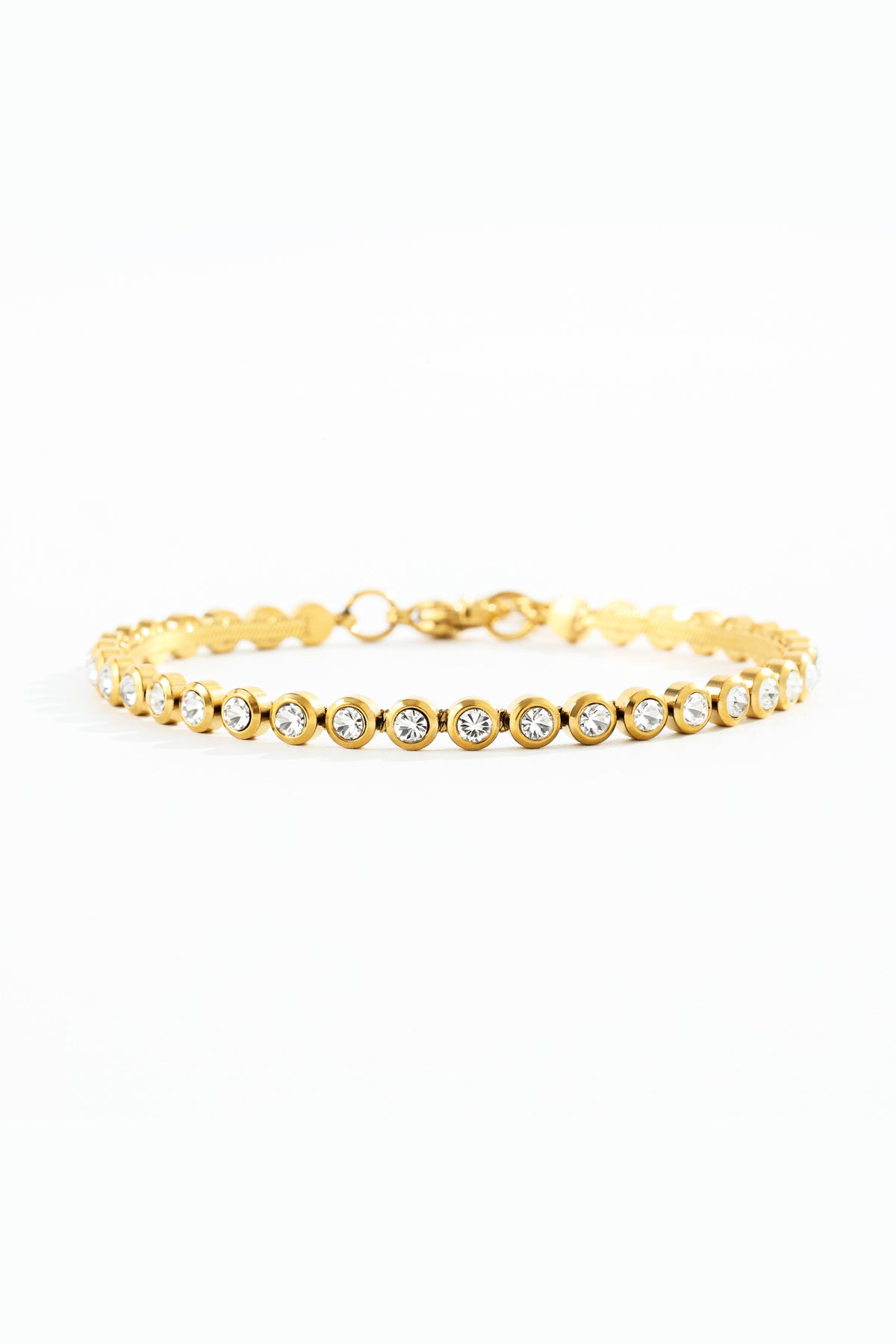 Bezel Tennis Bracelet in gold tone