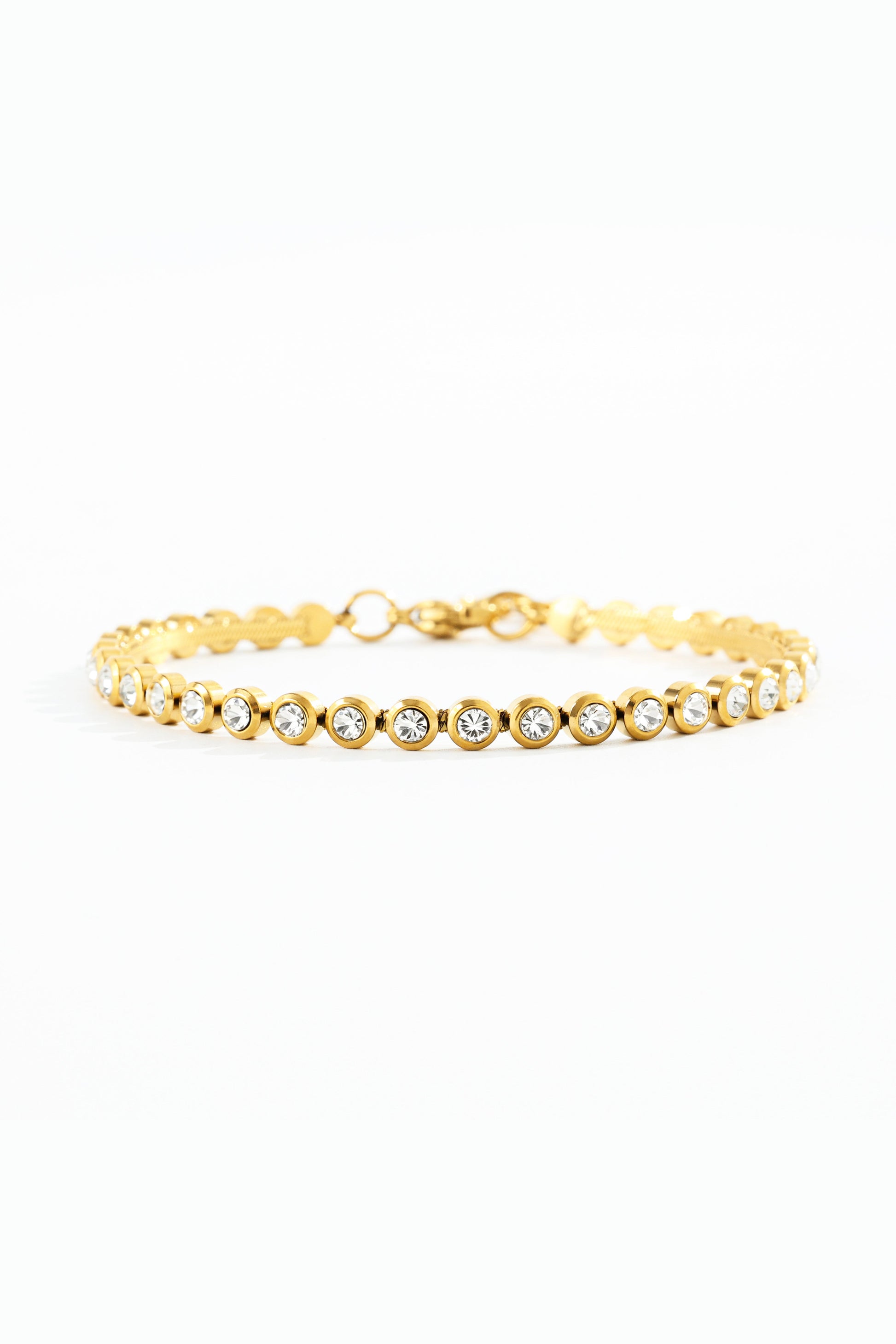 Bezel Tennis Bracelet in gold tone