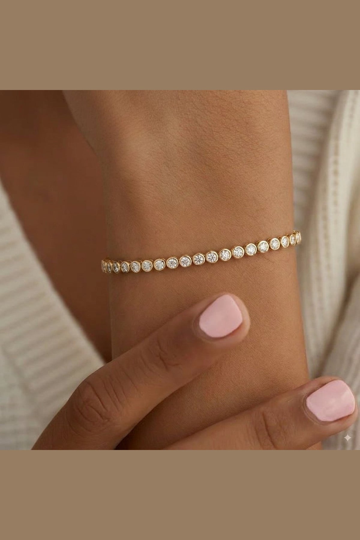 Bezel Tennis Bracelet, worn on a model
