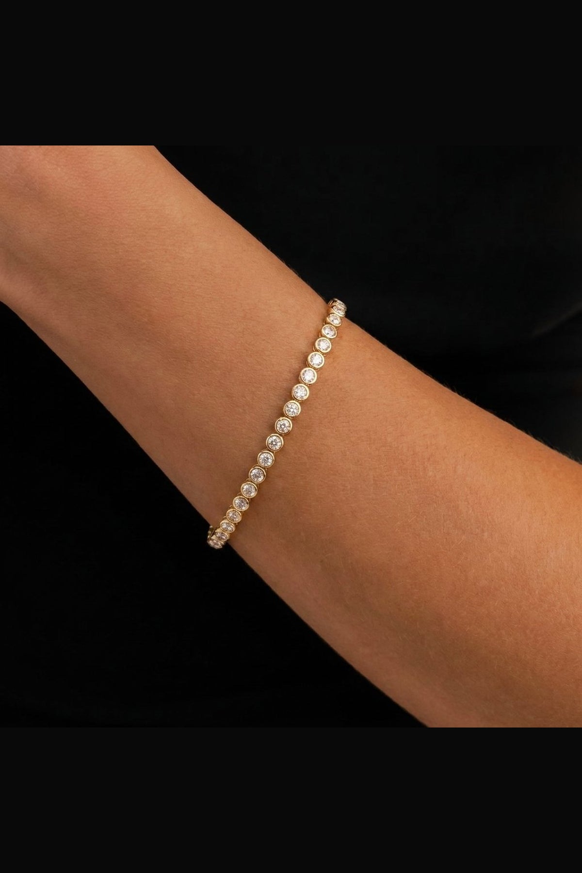 Bezel Tennis Bracelet, worn on a model