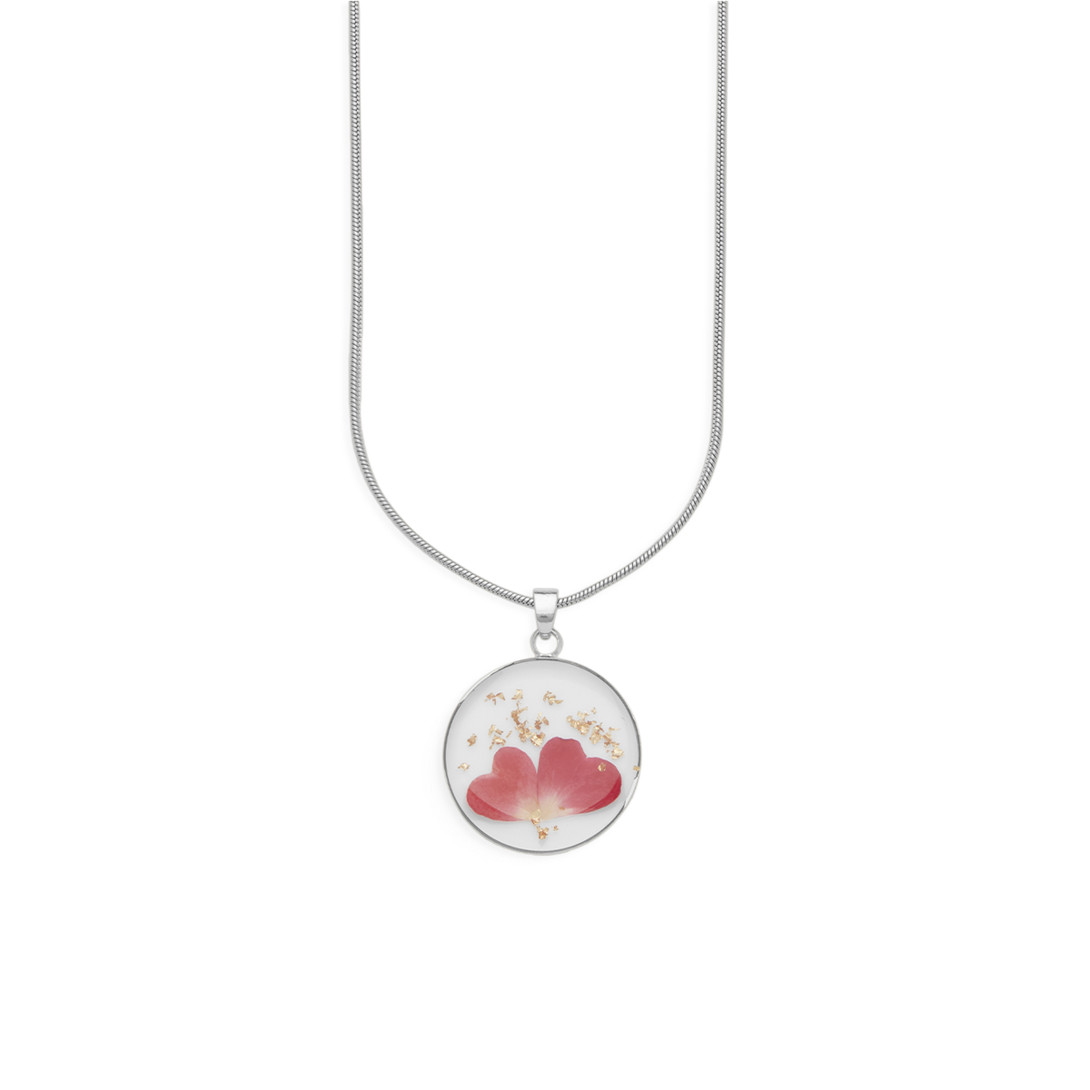 Pressed Birth Flower Necklace in 925 sterling silver
