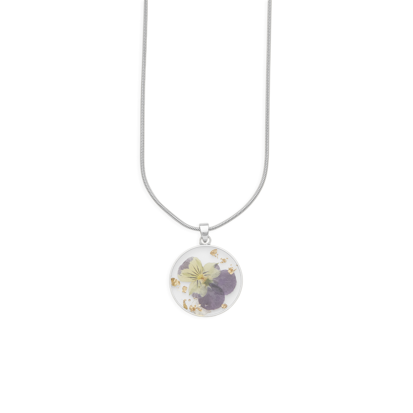 Pressed Birth Flower Necklace in 925 sterling silver