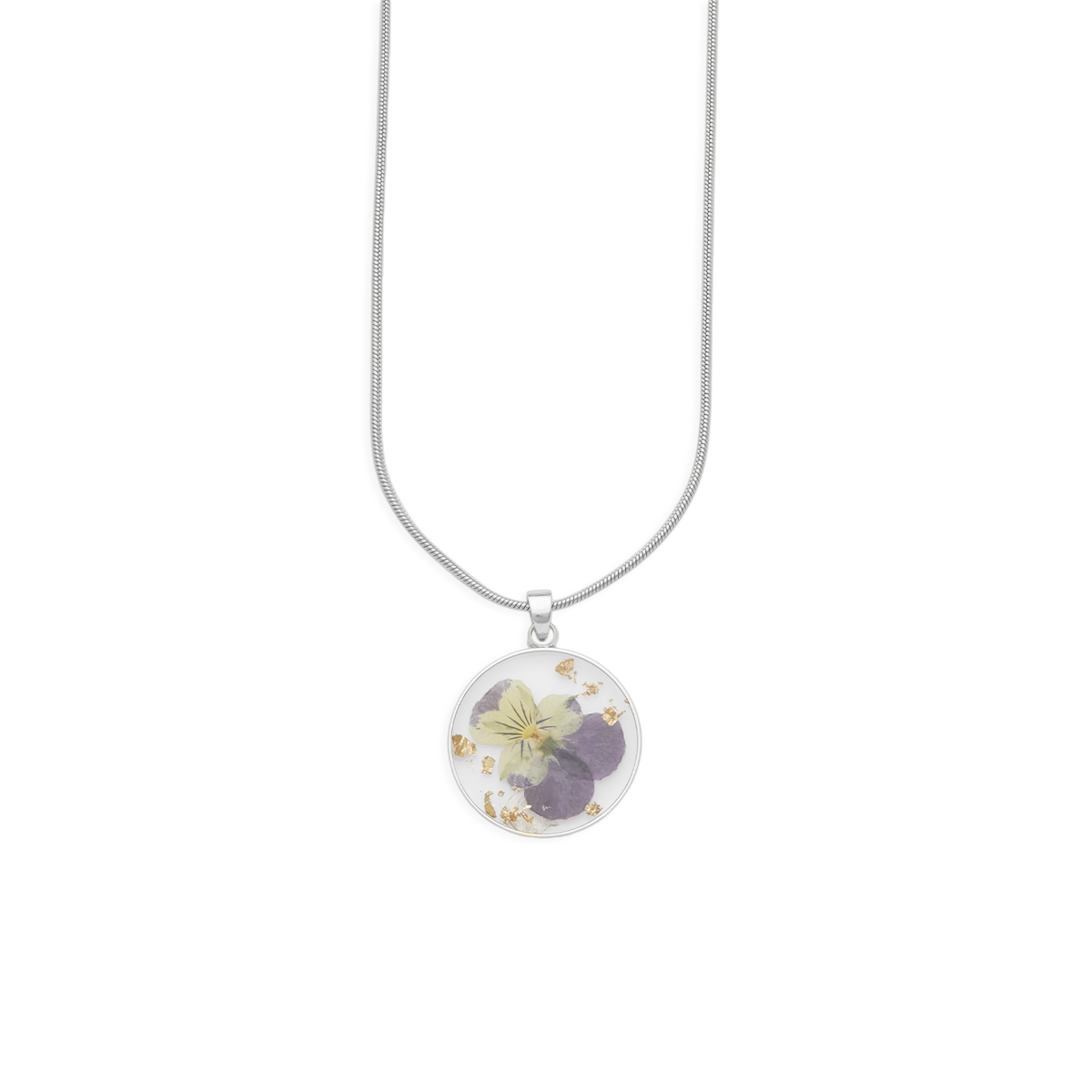 Pressed Birth Flower Necklace in 925 sterling silver
